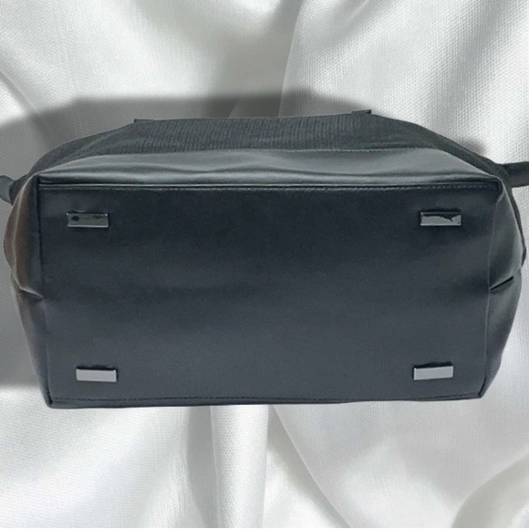 New MARLA WYNNE HSN Black Mesh Tote Shoulder Bag Leather Trim and Hidden Pockets - Picture 2 of 15